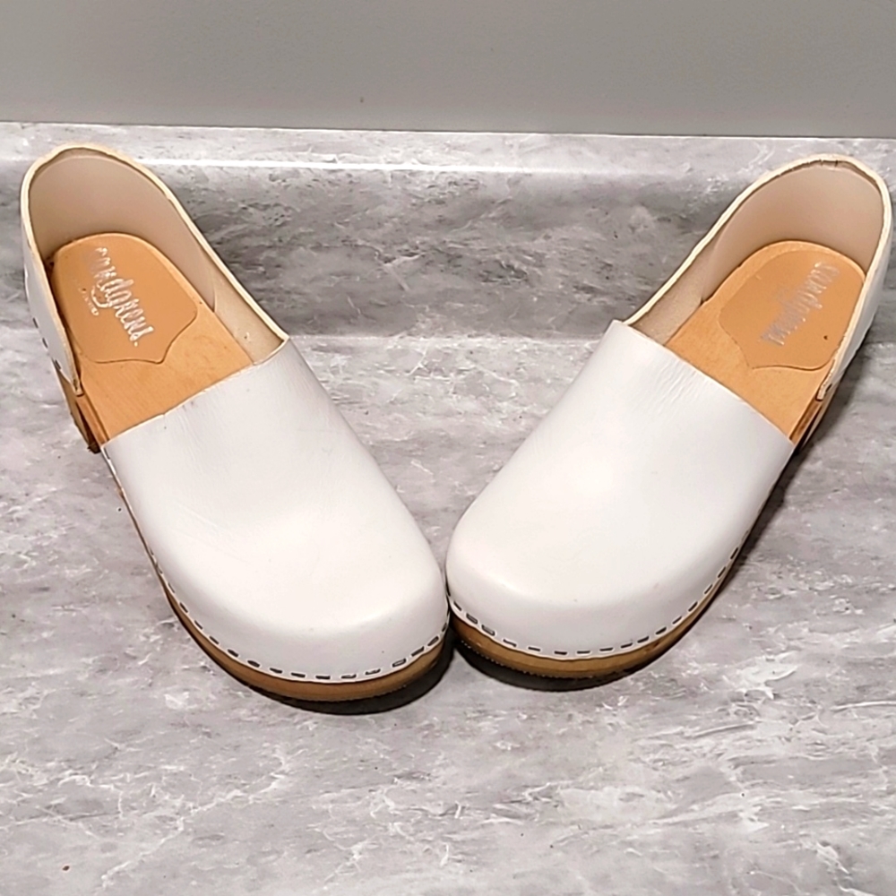 White Leather Mules by SoftWalk